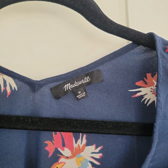 Madewell Silk Ruffle-Sleeve Top in Cactus Flower - Picture 6 of 9